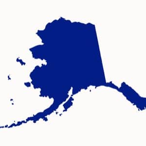 Blue Alaska state map on white background