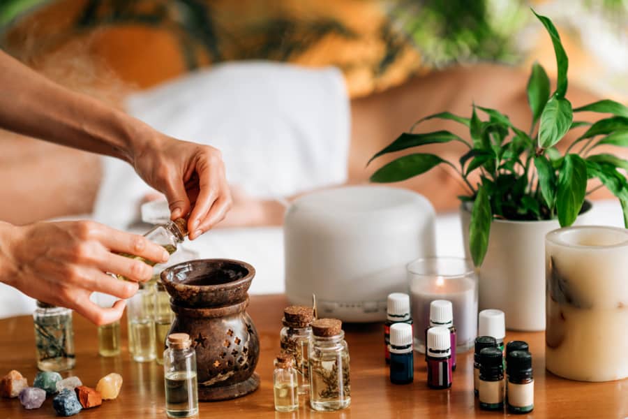 Aromatherapy massage essential oils