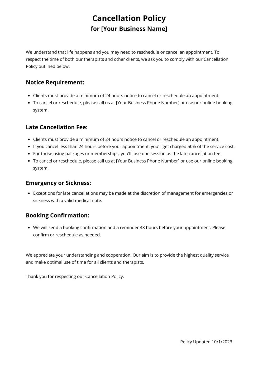 Image 5 for Massage Cancellation Policy Template